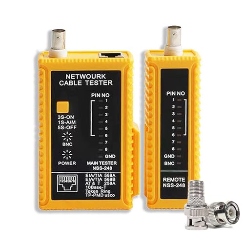 Treedix Coaxial(Coax) Cable Tester Network Cable Tester Portable BNC F-Style RJ45 Ethernet Multi-Tester Continuity Cable Tester Checker
