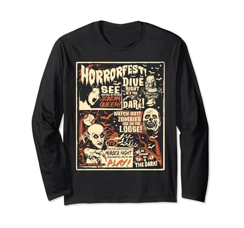 Image of Vintage Horrorfest Poster Halloween Movie Old Time Horror Long Sleeve T-Shirt
