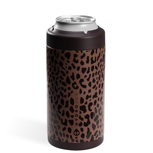 Image of HydroJug Tall Can Cooler 16 oz, Stainless Steel Can Holder, Brown Leopard
