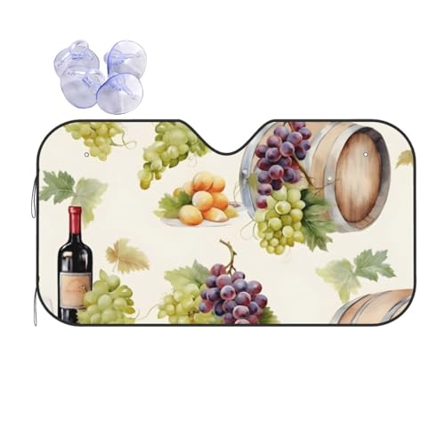 Parasol de parabrisas con diseño de uvas de vino protector UV portátil de 70x130cm para coches