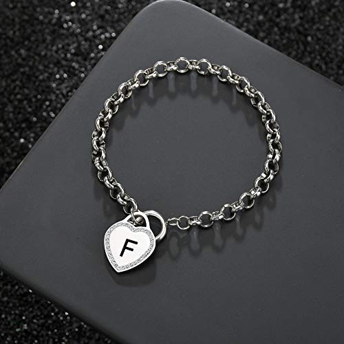 Image of CaleesLLC Letter A to Z Initial Charm Bracelet Adjustable Stainless Steel Anklet Personalized Wrist Link for Women