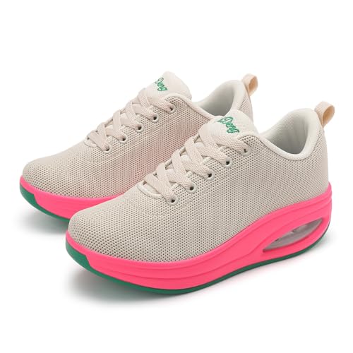 Image of RUIDENG Platform Sneakers for Women Air Cushion | Walking Shoes Women Comfortable All Day | Thick Rocker Bottom