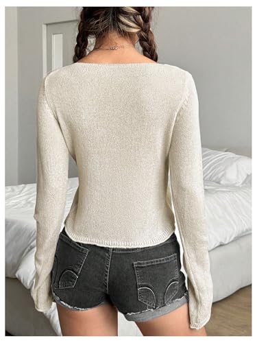 Floerns Women's Star Pattern Long Sleeve Crew Neck Ribbed Knit Sweater Pullover2