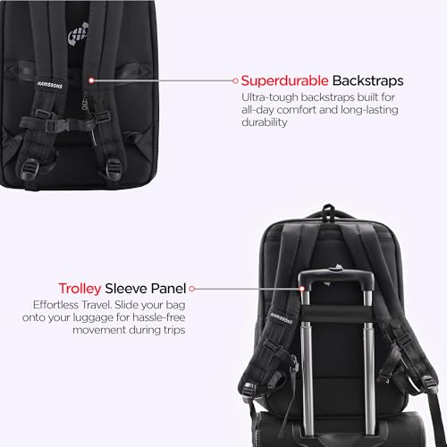 Image of HARISSONS Stratos 35L Business Travel Laptop Backpack | Fits 15.6 inch Laptop | Water-Resistant | USB Port | Rain Cover | Anti-Theft Pocket | Work, Commute & Travel |
