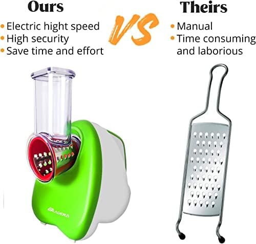 Electric Cheese Grater,150W Electric Salad Maker Electric, Multi Grater, Fruit Cutter, Vegetable Slicer, Shredder Food Processor with 5 Cone Blades Set for Fruit and Vegtables,Stainless Steel