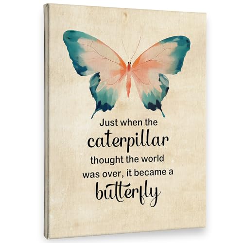 PHAMTE Inspirational Butterfly Wall Art Decor Canvas, Butterfly Motivational Quotes Pictures Wall Decor Decorations Art, Inspirational Framed Prints Artwork for Home Living Room Bedroom Office 11x14