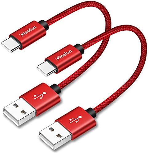 CLEEFUN Short USB C Cable [0.3m/30cm, 2-Pack], Premimum USB A to Type C Fast Charging Charger Nylon Braided Lead Compatible with Samsung Galaxy S10 S9 S8 Plus S10e, A20e A40 A41 A50 A51