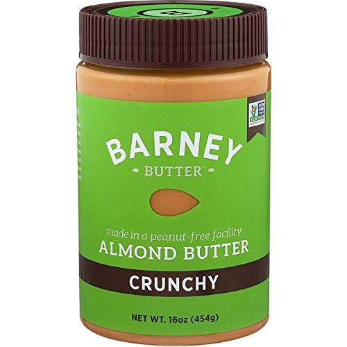KETO Barney Almond Butter, Crunchy and Non-Stirrable, 16 Oz, Non-GMO and Skin-Free
