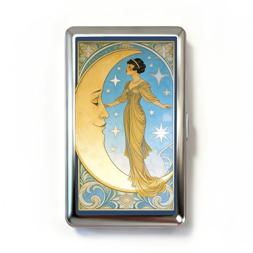VexelZytro Vintage Art Deco Versatile Card & Cash/Cigarette Holder Case, Slim Metal Wallet for Women Men Credit ID Business Cards (#D)