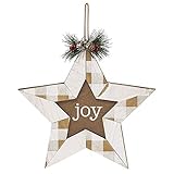 New Traditions Simplify Your Holiday 12 Inch Wood Hygge Christmas Decoration Hanging Star Sign Wall...