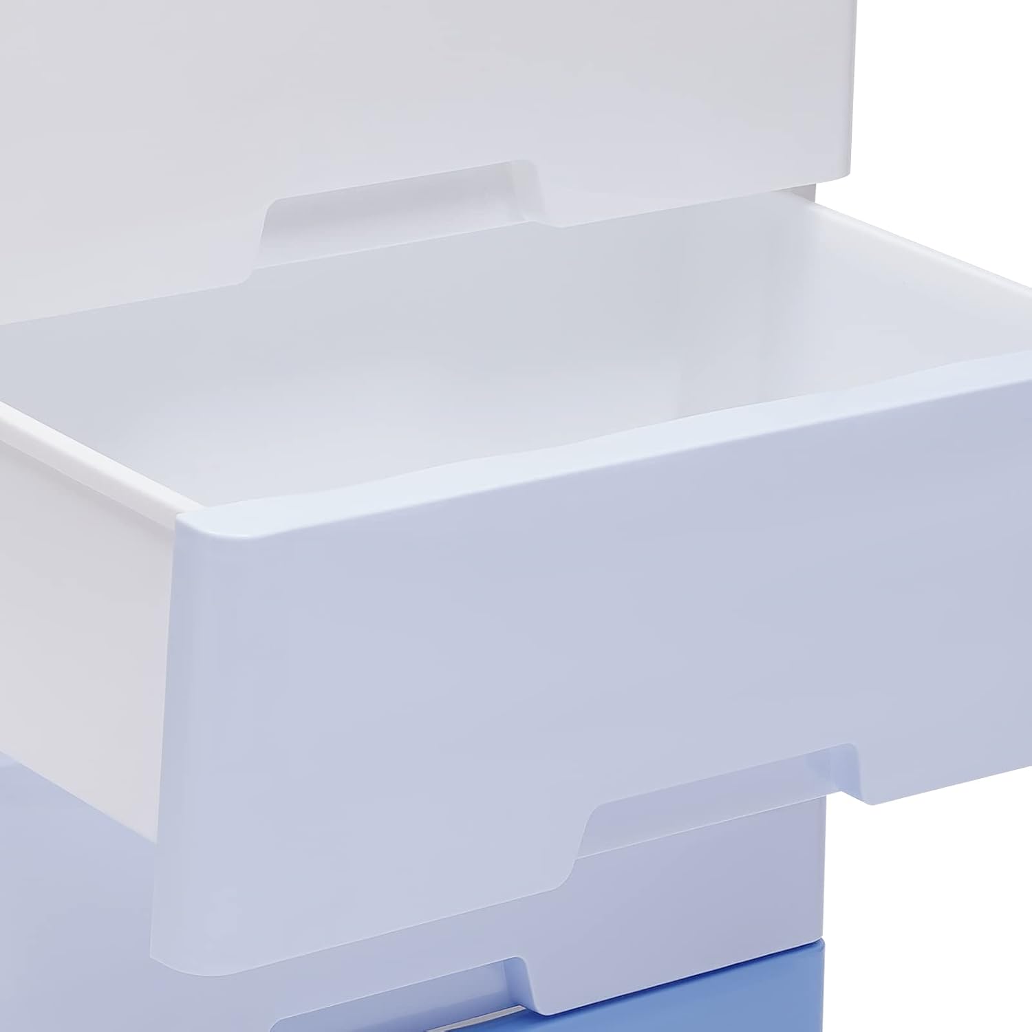 Plastic Drawers Storage Cart 5 Drawer Stackable Vertical Containers Organizer Unit Mobile Cabinet with Casters, 17.8 * 11.8 * 33.1in [Gradient Blue]