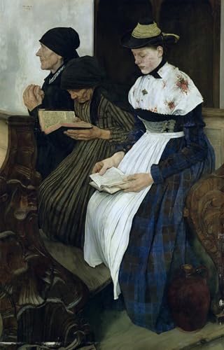 Tableaux Art Mural Toile Trois femmes à l'église Leibl 60x90cm
