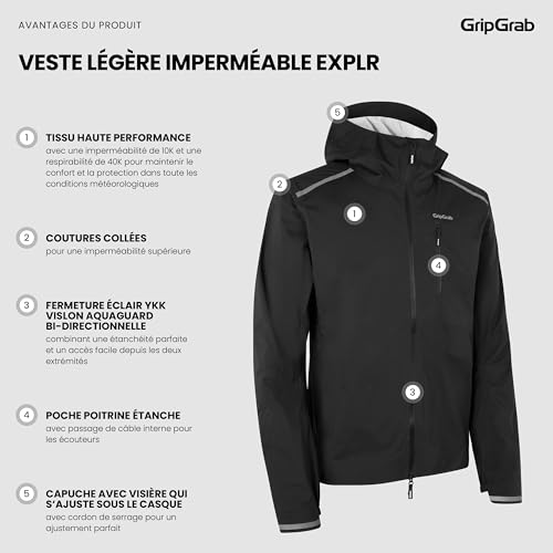 Veste légère imperméable pour cycliste EXPLR contre la pluie - 3