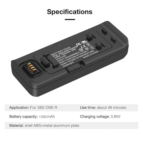 Batería Insta360 One R cargador compatible 1300mAh cámara 360 R 5