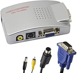 VGA to RCA Adapter,Composite AV S-VIDEO to VGA Converter,For HDTV, Monitors, Laptop, Desktop, PC.