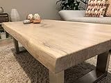  Mesa de centro, Roble sólido, Natural, Mesa de madera maciza, Acero inoxidable, Roble, Industrial, Mesa de centro, Mesa de centro, ca. Roble de 140 años, trabajo a mano, naturaleza, redondeado.