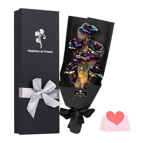 Listado de Rosa oro los mejores 5. 48 SCHIB Ramo de Rosas de Oro de 24 Quilates, Rosa Bañada en Oro de 24 Quilates, Regalo para Mujer, Esposa, Novia en San Valentín, Navidad, Aniversario, Propuesta de Cumpleaños,...