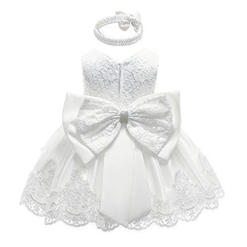 White Formal Prom Summer Wedding Girls Dresses A-Line Sleeveless Knee Length Tutu Ruffle Kids Dress Princess Christeing Birthday Party Baby Dress 18M Ivory #TOP13