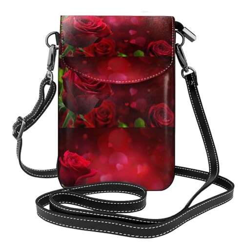 Sac porte-téléphone pour femmes motif rose rouge : idéal pour vos sorties et soirées légères