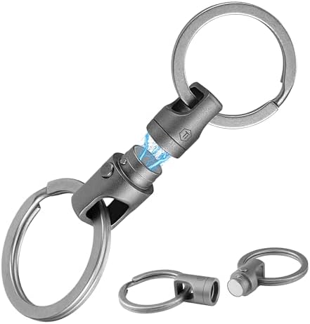 KeyUnity Titanium Detachable Magnetic Keychain Connector 2pcs,Double-end Key Ring Holder,Titanium Rotatable Key Linker