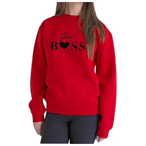 Vectry Mujer Sí Carta Imprimir Sudadera con Capucha Sudadera Señoras Manga Larga Jersey Jumper Tops Encapuchado Camisas Jersey Sudadera con Capucha Casual (_Rojo, XL)