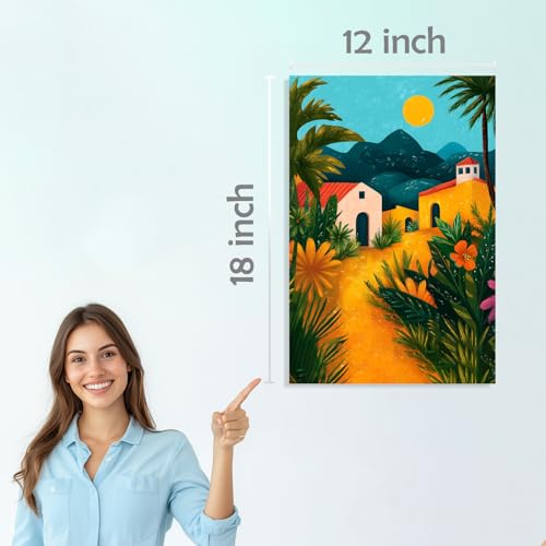 Image of SiddArtify Coastal Landscape Wall Art Prints Set - Colorful House Poster Decor for Living Room Bedroom Office - 12x18 inch Sticker Pack of 6