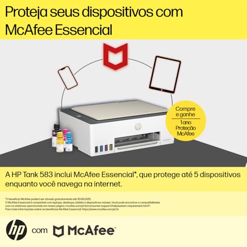 Impressora Multifuncional HP Smart Tank 583 Tanque de Tinta Colorida Wi-Fi com autorreparo, USB - Im