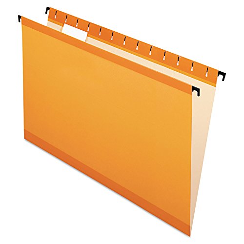Pendaflex SureHook Reinforced Hanging Folders, Legal Size, Orange, 1/5 Cut, 20 Per Box (6153 1/5 ORA)