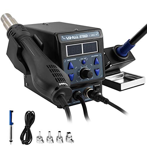 Happybuy 8786D 2 in 1 Soldering Station 110V Hot Air Rework Station 700W Soldering Iron Station with Accessories