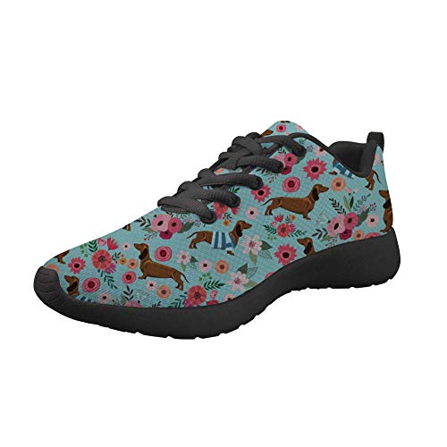 Amzbeauty Damen Mesh Running Atmungsaktive Turnschuhe Leicht Shone Outdoor Sports Sneakers Laufschuhe Gym Sport Wolf Eyes Design, Grün - Kissenbezug mit Dackel-Blume - Größe: 39 EU Cover
