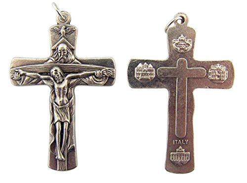 Religious Gifts Silver Tone Holy Trinity God Holding Jesus Cross Crucifix Medal, Lot of 2, 2 Inch
