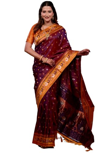 Image of SGF11 Women's Kanjivaram Pure Soft Silk Saree With Unstitched Blouse Piece