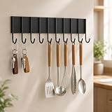 Magnetic Key Holder For Fridge With 10 Hooks, Magnetic Utensil Holder For Wall, Strong Magnetic Key Hanger Hooks Organizer, Magnent Key Rack For Kitchen Metal Door Garage Grill Tools Coat Towel Purse