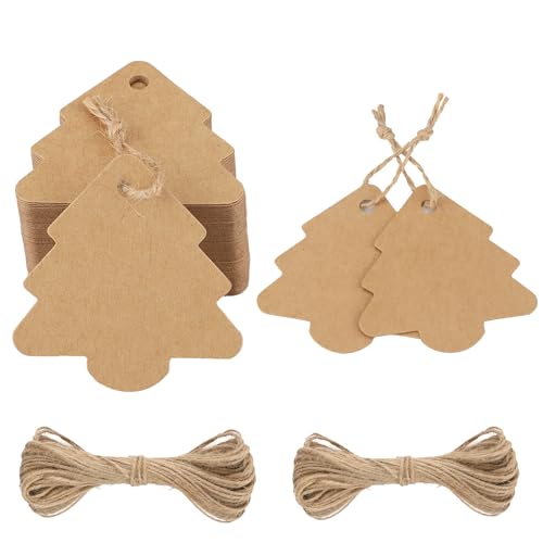 jijAcraft Christmas Gift Tags - 100Pcs Brown Kraft...