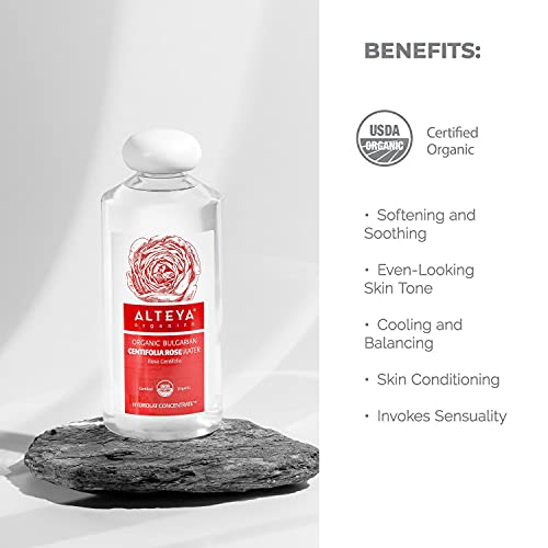 Alteya Organics Centifolia Rose Water Usda Certified Organic Facial Toner, 17 Fl Oz/500Ml Pure Bulgarian Rosa Centifolia Flower Water, Award-Winning Moisturizer Bpa-Free Bottle With Reducer #TOP6