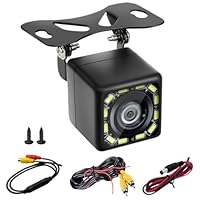 720P Rückfahrkamera Set 12V, IP68 Wasserdicht Auto Rückfahrkameras 170° Weitwinkel, Klare Nachtsicht Backup Kamera mit 12 LED für Wohnmobil Trucks Bus Pickup Trailer, 6m Kabel