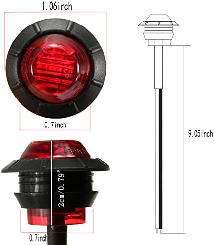 KYYET 10 Pcs 3/4 Inch Mount LED Rear Side Marker Indicator Lights for Trucks, Traile ,Cab Marker, RV Marker,Marine Led Utility Strip Light for Boats ,Taillight Brake Stop Lamp12V (Red)