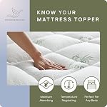 Queen Matelas Topper - Ultra Doucement Viscose Fabriqué à partir de Bamboo Matelas Topper 1200GSM Topper matelassé extra épais avec des poches profondes de 8-21"
