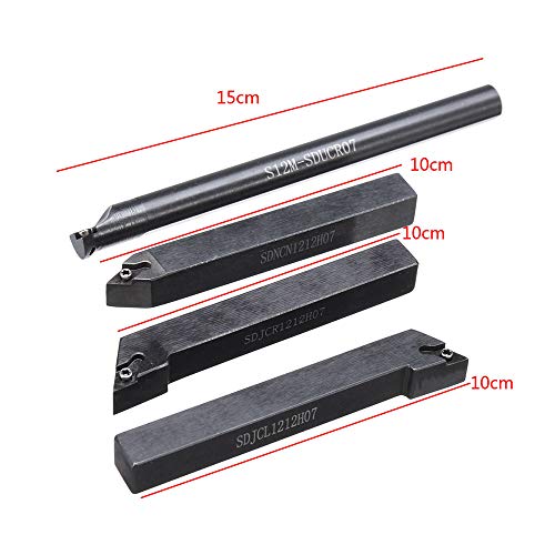 Suporte para ferramenta de torneamento de torno de 4 PCS 12MM Barra de mandrilar com chave correspon