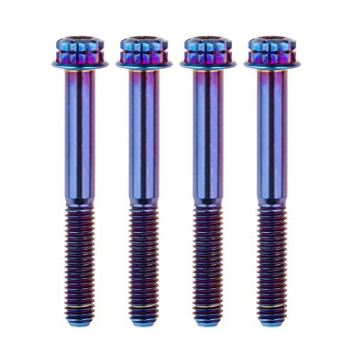 Brida de titanio M6 ultraligera con acabado azul quemado para un rendimiento superior