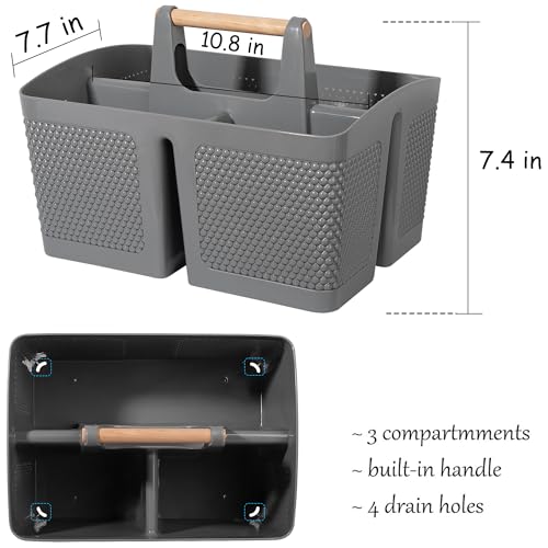 Image of rejomiik Portable Shower Caddy Basket Plastic Cleaning Caddy Organizer Storage Tote with Handle for Bathroom, College, Dorm Room Essentials, Gray