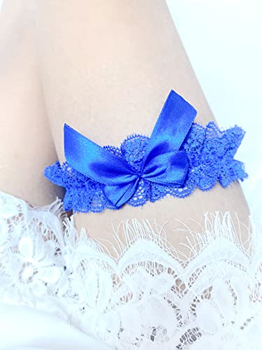 Image of Blue Garters for Bride Wedding Garter Set for Bride Bridal Garter Leg Thigh Blue