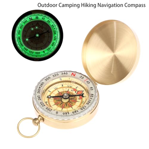 Brújula portátil de bolsillo de latón dorado para camping miniatura 4