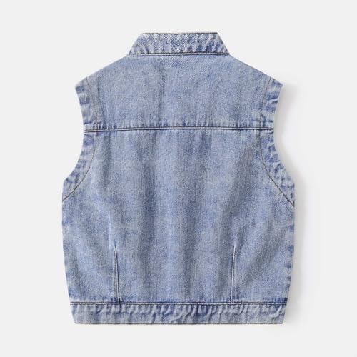 Toddler Boys Girls Y2k Denim Cargo Vest Jacket Acid Wash Denim Jean Vest for Kids Sleeveless Vintage Streetwear Casual Tops3