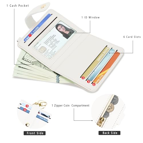 Image of Airkit Small Wallet Women RFID, PU Leather Card Holder with Keychain | Slim Compact Zipper Coin Purse for Ladies, Travel Holiday Gifts for Mom, Cute Mini Bifold Wallets
