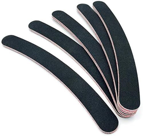 10PCS Curved Professional Washable Nail Buffering Files Rounded End Manicure Pedicure Tool Double Sided Emery Board 100/180 Grit Nail Art Care Buffing Buffer Sanding Files