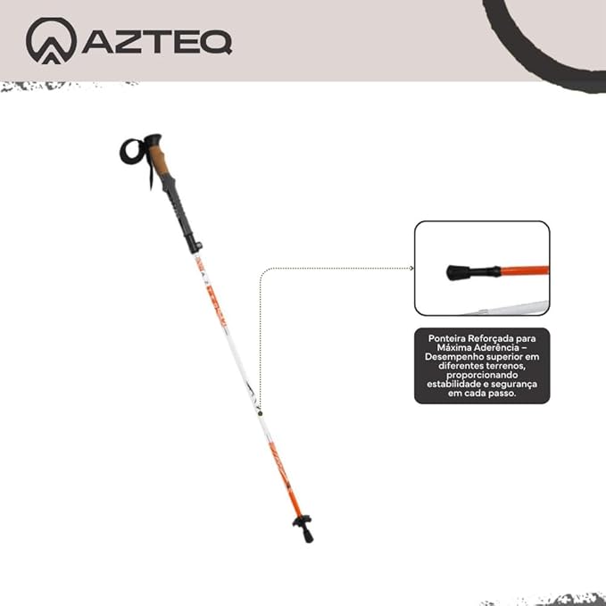 Azteq Bastão de Caminhada Compacto Actos, Design Inovador e Funcional, Altura Ajustável, Varia De 1,05 m a 1,35 m Quando Montado, Compacto Quando Desmontando, Empunhadura Alongada de TPR