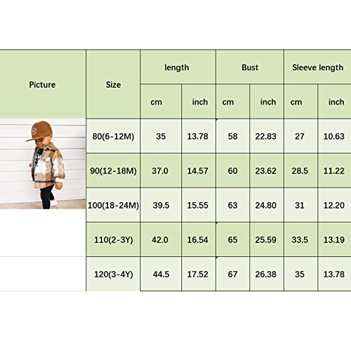 Cbsdezanos Toddler Baby Boy Girl Plaid Shirt Jacket Outfits Flannel Button Down Shacket Little Kids Long Sleeve Coat Tops Fall Clothes (J Khaki, 3-4 Years) #TOP6
