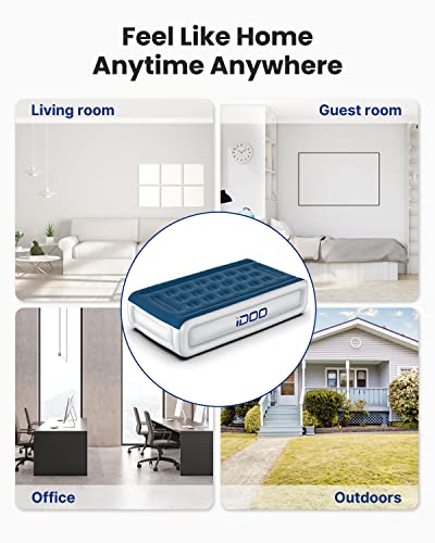 Idoo Twin Size Air Mattress, Inflatable Air Bed With Built-In Pump, 2 Mins Fast Blow Up, Easy To Store, Suit For Home Camping Travel, 76''X39''X18'', 550Lb Max Support #TOP5