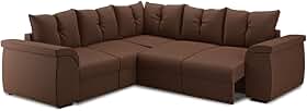 Sofá de Canto 5 Lugares com Retrátil Qatar Suede Marrom